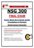 NSG 300 Exam Final &ndash; Foundations of Nursing &ndash; &lpar;2026&rpar; Actual Questions & Answers &lpar;GCU&rpar; 100&percnt; Guarantee Pass