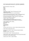 ENT EXAM QUESTIONS WITH VERIFIED ANSWERS