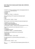 ENT PRACTICE EXAM QUESTIONS AND VERIFIED ANSWERS