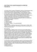 ENT PRACTICE QUESTIONS WITH VERIFIED ANSWERS