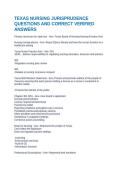 TEXAS NURSING JURISPRUDENCE QUESTIONS AND CORRECT VERIFIED ANSWERS