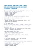 TX NURSING JURISPRUDENCE AND ETHICS QUESTIONS AND CORRECT VERIFIED ANSWERS