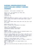 NURSING JURISPRUDENCE EXAM QUESTIONS AND CORRECT VERIFIED ANSWERS