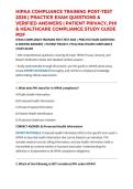 HIPAA COMPLIANCE TRAINING POST-TEST 2026 &vert; PRACTICE EXAM QUESTIONS & VERIFIED ANSWERS &vert; PATIENT PRIVACY&comma; PHI & HEALTHCARE COMPLIANCE STUDY GUIDE PDF