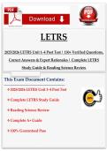 LETRS&NewLine;2025&sol;2026 LETRS Unit 1&ndash;4 Post Test &vert; 130&plus; Verified Questions&comma;&NewLine;Correct Answers & Expert Rationales &vert; Complete LETRS&NewLine;Study Guide & Reading Science Review