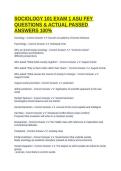 SOCIOLOGY 101 EXAM 1 ASU FEY QUESTIONS & ACTUAL PASSED ANSWERS 100&percnt;