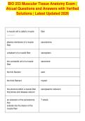 BIO 253 Muscular Tissue Anatomy Exam &vert;&NewLine;Atcual Questions and Answers with Verified&NewLine;Solutions &vert; Latest Updated 2026&NewLine;