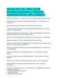 SOCIOLOGY 101- FINAL EXAM REVIEW QUESTIONS & UPDATED ANSWERS RATED 100&percnt; CORRECT