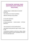 Psychiatric Nursing Exam Questions &vert; Complete Solutions for NCLEX & Mental Health Certification