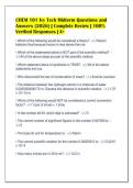 CHEM 101 Ivy Tech Midterm Questions and&NewLine;Answers &lpar;2026&rpar; &vert; Complete Review &vert; 100&percnt;&NewLine;Verified Responses &vert; A&plus;