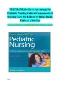 Test Bank For Davis Advantage for Pediatric Nursing&colon; Critical Components of Nursing Care 3rd Edition by Kathryn Rudd and Diane Kocisko ISBN 9781719645706 Chapters &lpar;1 to 22&rpar;