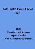PATH 3100 Exam 1 Final Set Questions and Answers &vert; Pathophysiology Study Guide & Practice Test PDF 2026