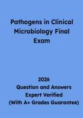 Pathogens in Clinical Microbiology Final Exam Questions and Answers &vert; Study Guide & Practice Test PDF 2026