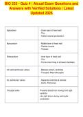 BIO 253 - Quiz 4 &vert; Atcual Exam Questions and&NewLine;Answers with Verified Solutions &vert; Latest&NewLine;Updated 2026&NewLine;
