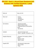 BIO 253 - Quiz 2 &vert; Atcual Exam Questions and&NewLine;Answers with Verified Solutions &vert; Latest&NewLine;Updated 2026&NewLine;