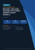MED SURG 1 FINAL EXAM Complete Nursing Actual Exam 2026&sol;2027 &ndash; Complete Exam-Style Questions &vert; 100&percnt; Verified Detailed Rationales &ndash; Pass Guaranteed &ndash; A&plus; Graded
