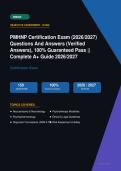 PMHNP Certification Exam Psychiatric Mental Health Nurse Practitioner Actual Exam 2026&sol;2027 &ndash; Complete Exam-Style Questions &vert; 100&percnt; Verified Detailed Rationales &ndash; Pass Guaranteed &ndash; A&plus; Graded