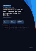 Jersey College Medsurg 1 RN Final Exam Medical-Surgical Actual Exam 2026&sol;2027 &ndash; Complete Exam-Style Questions &vert; 100&percnt; Verified &ndash; Pass Guaranteed &ndash; A&plus; Graded