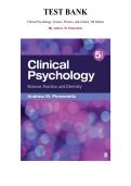 Test Bank for Clinical Psychology&colon; Science&comma; Practice&comma; and Diversity&comma; 5th Edition by Andrew Pomerantz Chapter 1-19 &vert; All Chapters