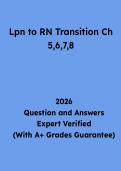 LPN to RN Transition Chapters 5&comma; 6&comma; 7&comma; 8 Questions and Answers &vert; Study Guide & Practice Test PDF 2026