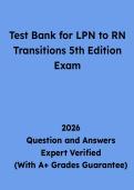 Test Bank for LPN to RN Transitions 5th Edition Exam Questions and Answers &vert; Study Guide PDF 2026