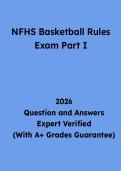 NFHS Basketball Rules Exam Part I Questions and Answers &vert; Study Guide & Practice Test PDF 2026