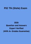 PSI TN &lpar;State&rpar; Exam Questions and Answers &vert; Tennessee Licensing Study Guide & Practice Test PDF 2026