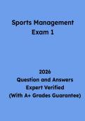 Sports Management Exam 1 Questions and Answers &vert; Study Guide & Practice Test PDF 2026