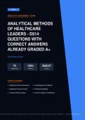 WGU D514 Comprehensive Analytical Methods of Healthcare Leaders Actual Exam 2026&sol;2027 &ndash; Complete Exam-Style Questions &vert; 100&percnt; Verified &ndash; Pass Guaranteed &ndash; A&plus; Graded
