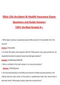 Ohio Life&comma; Accident & Health Insurance Exam &lpar;Latest 2026&sol;2027 Update&rpar; Complete Questions and Guide Answers&comma; 100&percnt; Verified Graded A&plus;