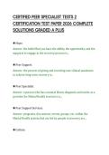 CERTIFIED PEER SPECIALIST TESTS 2&NewLine;CERTIFICATION TEST PAPER 2026 COMPLETE&NewLine;SOLUTIONS GRADED A PLUS