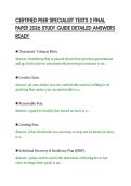 CERTIFIED PEER SPECIALIST TESTS 2 FINAL&NewLine;PAPER 2026 STUDY GUIDE DETAILED ANSWERS&NewLine;READY