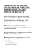 CERTIFIED PROFESSIONAL FOOD SAFETY&NewLine;2026 EXAM PREPARATION PACK KEY FOOD&NewLine;SAFETY REGULATIONS AND SAMPLE&NewLine;QUESTIONS WITH EXPLANATIONS