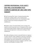 CERTIFIED PROFESSIONAL FOOD SAFETY&NewLine;2026 FINAL EXAM READINESS PACK&NewLine;COMPLETE QUESTION SET AND CORE TOPIC&NewLine;SUMMARY