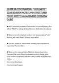 CERTIFIED PROFESSIONAL FOOD SAFETY&NewLine;2026 REVISION NOTES AND STRUCTURED&NewLine;FOOD SAFETY MANAGEMENT OVERVIEW&NewLine;GUIDE