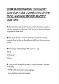 CERTIFIED PROFESSIONAL FOOD SAFETY&NewLine;2026 STUDY GUIDE COMPLETE HACCP AND&NewLine;FOOD HANDLING PRINCIPLES PRACTICE&NewLine;QUESTIONS