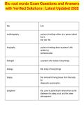 Bio root words Exam Questions and Answers&NewLine;with Verified Solutions &vert; Latest Updated 2026