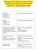 Biology 101 Bio Beyond Lesson 3 Exam&NewLine;Questions and Answers with Verified&NewLine;Solutions &vert; Latest Updated 2026&NewLine;