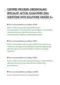 CERTIFIED PROVIDER CREDENTIALING&NewLine;SPECIALIST ACTUAL EXAM PAPER 2026&NewLine;QUESTIONS WITH SOLUTIONS GRADED A&plus;