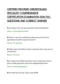 CERTIFIED PROVIDER CREDENTIALING&NewLine;SPECIALIST COMPREHENSIVE&NewLine;CERTIFICATION EXAMINATION 2026 FULL&NewLine;QUESTIONS AND CORRECT ANSWER