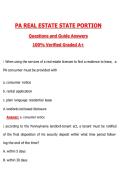 PA Real Estate State Portion Exam &lpar;Latest 2026&sol;2027 Update&rpar; Complete Questions and Guide Answers&comma; 100&percnt; Verified Graded A&plus;