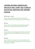CERTIFIED PROVIDER CREDENTIALING&NewLine;SPECIALIST FINAL SCRIPT 2026 COMPLETE&NewLine;HEALTHCARE QUESTIONS AND ANSWERS&NewLine;PACKAGE