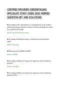 CERTIFIED PROVIDER CREDENTIALING&NewLine;SPECIALIST STUDY GUIDE 2026 VERIFIED&NewLine;QUESTION SET AND SOLUTIONS