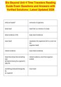 Bio Beyond Unit 4 Time Travelers Reading&NewLine;Guide Exam Questions and Answers with&NewLine;Verified Solutions &vert; Latest Updated 2026&NewLine;