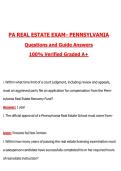 PA REAL ESTATE EXAM- PENNSYLVANIA &lpar;Latest 2026&sol;2027 Update&rpar; Complete Questions and Guide Answers&comma; 100&percnt; Verified Graded A&plus;