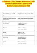 BioBeyond Unit 5&colon; Into the Animal Cell Exam&NewLine;Questions and Answers with Verified&NewLine;Solutions &vert; Latest Updated 2026