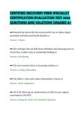 CERTIFIED RECOVERY PEER SPECIALIST&NewLine;CERTIFICATION EVALUATION TEST 2026&NewLine;QUESTIONS AND SOLUTIONS GRADED A&plus;