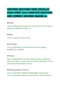 CERTIFIED RECOVERY PEER SPECIALIST&NewLine;EXAM SCRIPT 2026 COMPLETE QUESTIONS&NewLine;AND CORRECT ANSWERS GRADED A&plus;