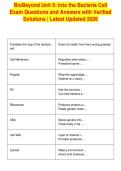 BioBeyond Unit 5&colon; Into the Bacteria Cell&NewLine;Exam Questions and Answers with Verified&NewLine;Solutions &vert; Latest Updated 2026