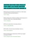CERTIFIED RECOVERY PEER SPECIALIST&NewLine;STUDY SHEET 2026 TESTED QUESTIONS&NewLine;AND ACCURATE SOLUTIONS GRADED A&plus;